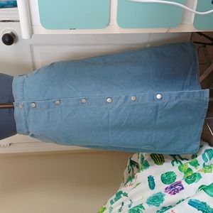 Jennifer Lauren Button-Down Denim midi skirt